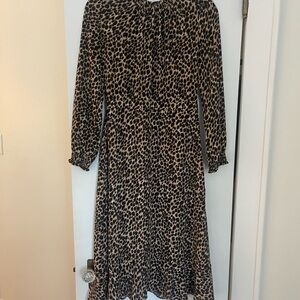 Leopard Print Long Sleeve Dress